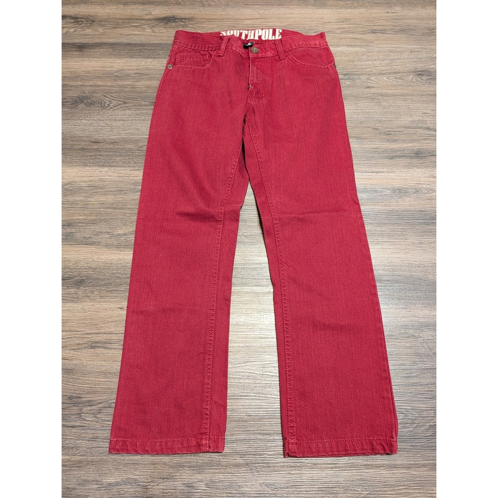 Southpole‎ Mens Red Straight Leg Denim Jeans Size 30 Y2K Streetwear Hip Hop